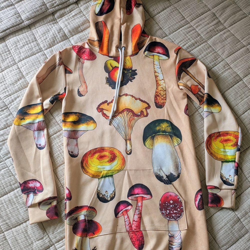 Mushroom Print Hooded Sweater